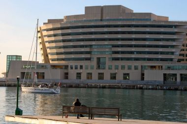 Barselona, Katalonya, İspanya - Moll d 'Espanya' dan Rambla del Mar