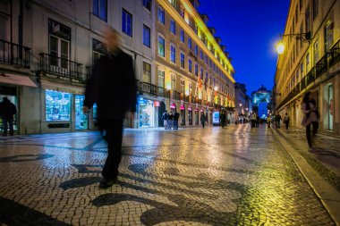 Lisbon, Portekiz - 26 Ocak 2011: Rua Augusta alanıdır 