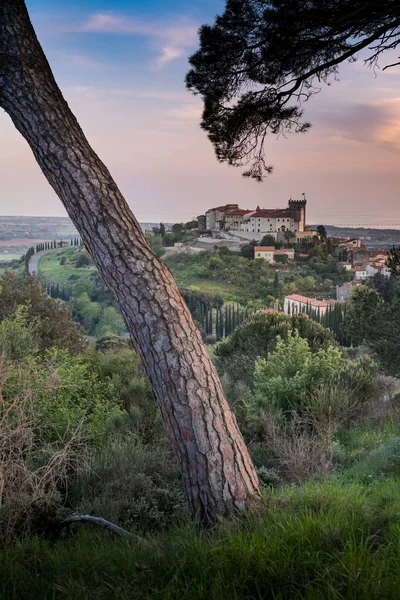 Rosignano Marittimo, Toskania, Livorno - panoramiczny widok z — Zdjęcie stockowe