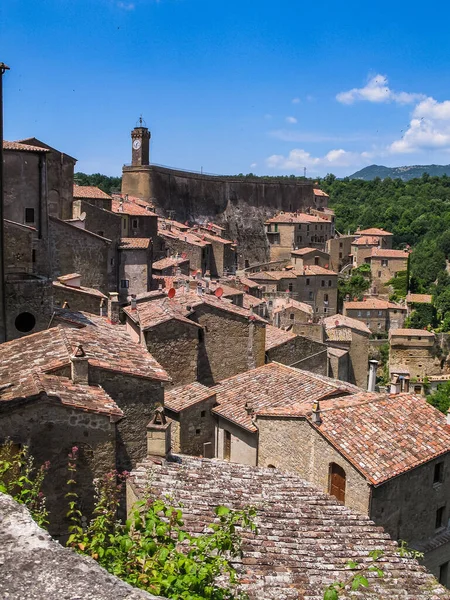 Sorano Province Grosseto Characteristic Historical Center Known Its Tuff Houses — Stock Photo, Image