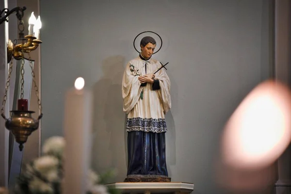 Detail Einer Statue Aus Dem Achtzehnten Jahrhundert Bemaltem Marmor Die — Stockfoto