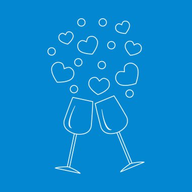 Sevimli vektör Illustration iki stemware yürekleri. C tebrik