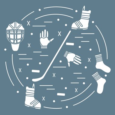 Hokey ve snowboard için çeşitli konularda vektör çizim