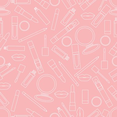 Seamless modeli farklı dudak makyaj araçları. Glamour moda