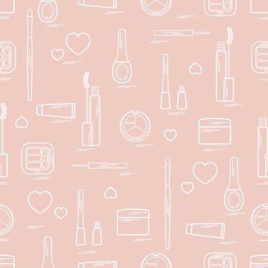 Dekoratif kozmetik ve ca çeşitli unsurların şirin desen