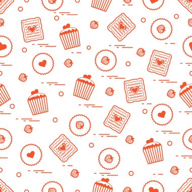Şirin seamless modeli farklı romantik tatlılar. Aşk conce