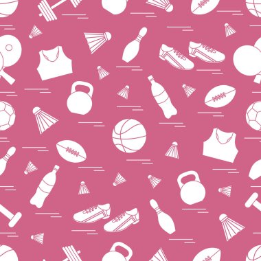 Spor konulu seamless modeli. Vektör çizim spor