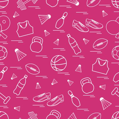 Spor konulu seamless modeli. Vektör çizim spor