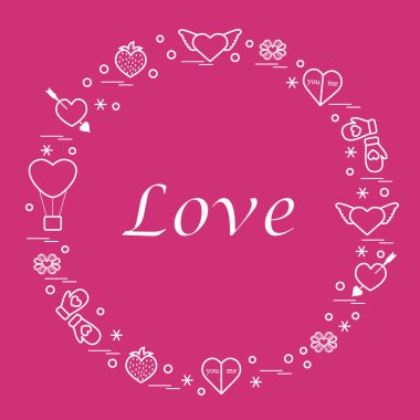 Sevimli vektör çizim ile farklı romantik sembolleri düzenlemek