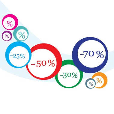 Pazarlar ve dükkanlar için çeşitli indirimler vektör çizim.