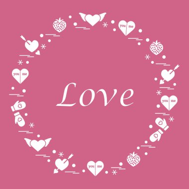 Sevimli vektör çizim ile farklı romantik sembolleri düzenlemek