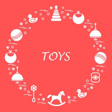 Vektör çizim çocuklar bir daire içinde düzenlenmiş elemanları: whirligi