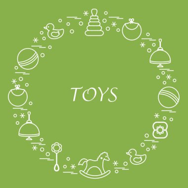 Vektör çizim çocuklar bir daire içinde düzenlenmiş elemanları: whirligi