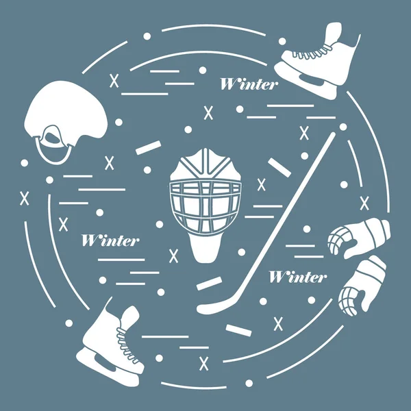 Vectorillustratie van verschillende onderwerpen voor hockey. Met inbegrip van ic — Stockvector