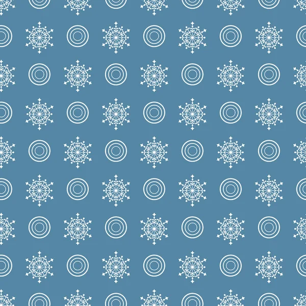 Patrón sin costuras de invierno con copos de nieve y círculos . — Vector de stock