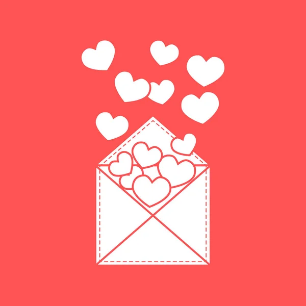 Lindo vector ilustración de sobre postal con corazones . — Archivo Imágenes Vectoriales