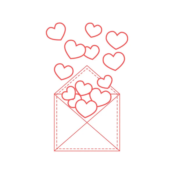 Cute vector illustration of postal envelope with hearts. — Stock Vector