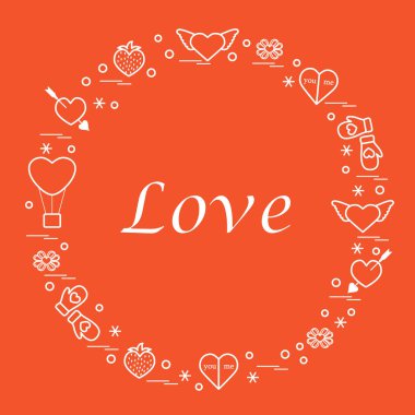 Sevimli vektör çizim ile farklı romantik sembolleri düzenlemek