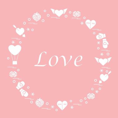 Sevimli vektör çizim ile farklı romantik sembolleri düzenlemek