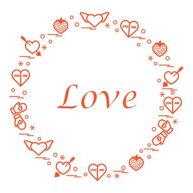 Sevimli vektör çizim ile farklı romantik sembolleri düzenlemek