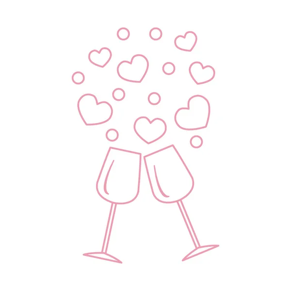Симпатичная векторная иллюстрация двух стволов с сердечками. Приветствие c — стоковый вектор