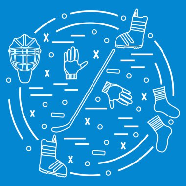 Hokey ve snowboard için çeşitli konularda vektör çizim