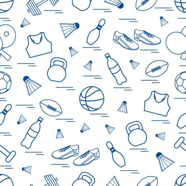 Spor konulu seamless modeli. Vektör çizim spor