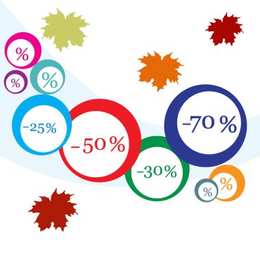 Pazarlar ve dükkanlar için çeşitli indirimler vektör çizim.