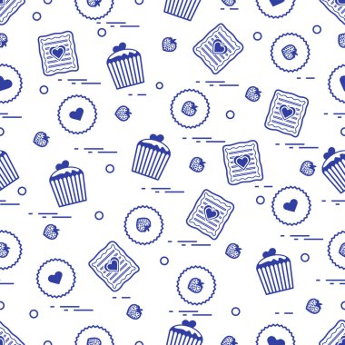 Şirin seamless modeli farklı romantik tatlılar. Aşk conce