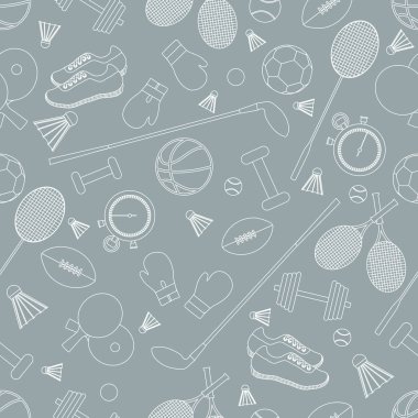 Spor konulu seamless modeli. Vektör çizim spor