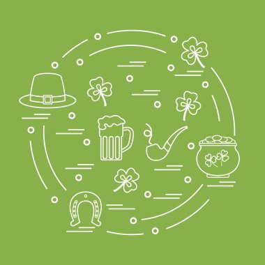 Cute vector illustration with different symbols for St. Patrick'
