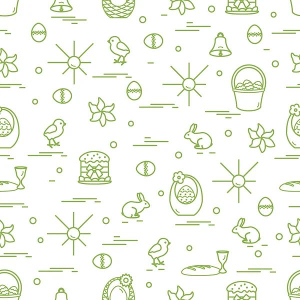 Cute seamless pattern with different symbols for Easter. — Stock Vector