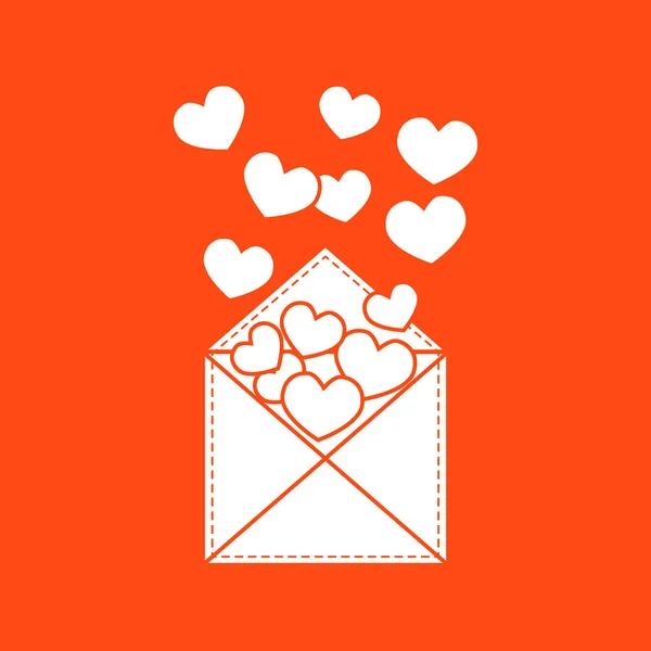 Lindo vector ilustración de sobre postal con corazones . — Archivo Imágenes Vectoriales