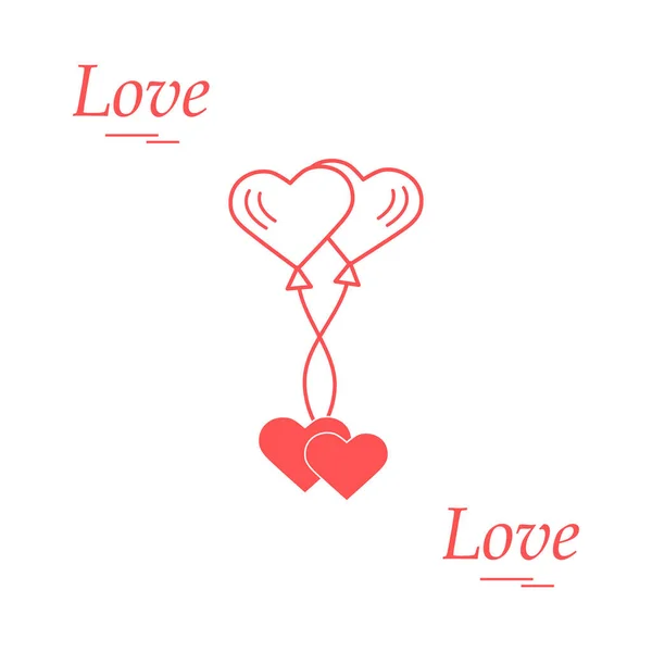 Cute vector illustration of love symbols: heart air balloons ico — Stock Vector