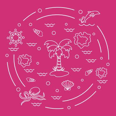 Sevimli vektör çizim için kurulmasını ilgili farklı nesneleri ile