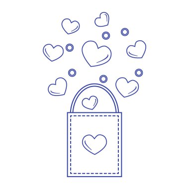 Hediye çanta yürekleri sevimli vektör Illustration. Ban için tasarım