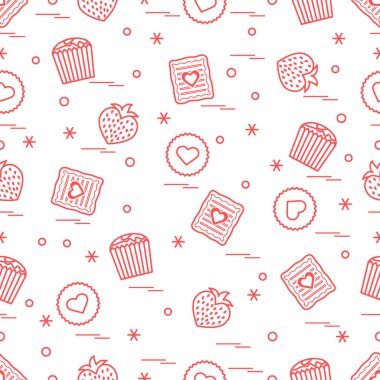 Şirin seamless modeli farklı romantik tatlılar. Aşk conce