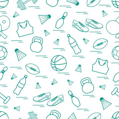 Spor konulu seamless modeli. Vektör çizim spor