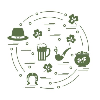 Cute vector illustration with different symbols for St. Patrick'