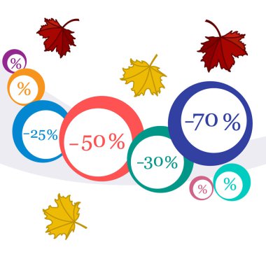 Pazarlar ve dükkanlar için çeşitli indirimler vektör çizim.