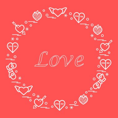 Sevimli vektör çizim ile farklı romantik sembolleri düzenlemek