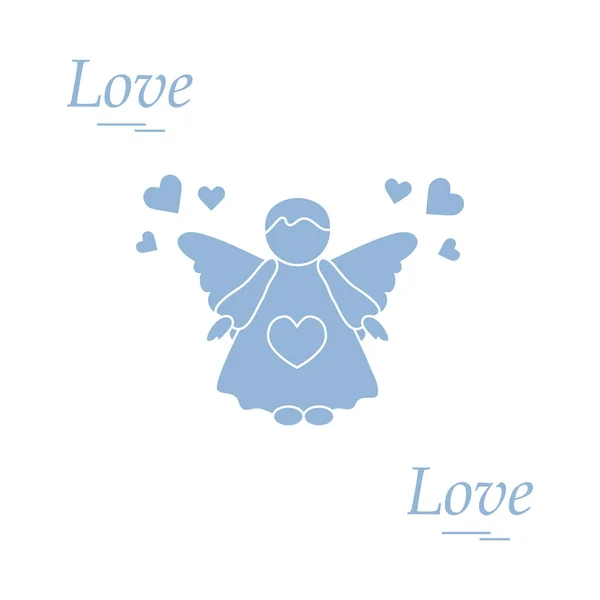 Lindo vector de ilustración: ángel y corazones. Símbolo de amor . — Vector de stock