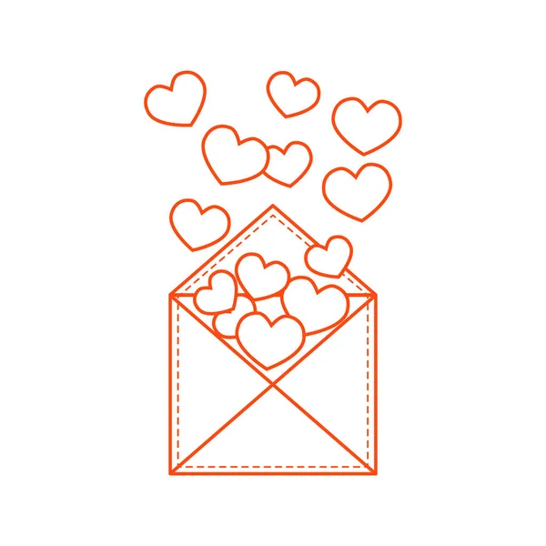 Lindo vector ilustración de sobre postal con corazones . — Vector de stock