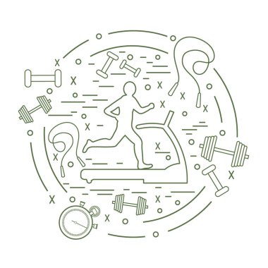 Bir koşu bandı üzerinde koşu adamın illüstrasyon vektör ve farklı