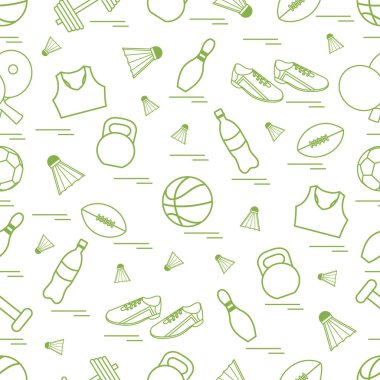 Spor konulu seamless modeli. Vektör çizim spor