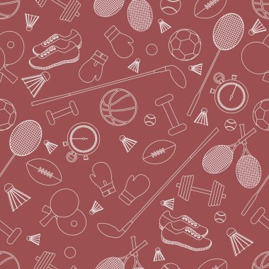 Spor konulu seamless modeli. Vektör çizim spor