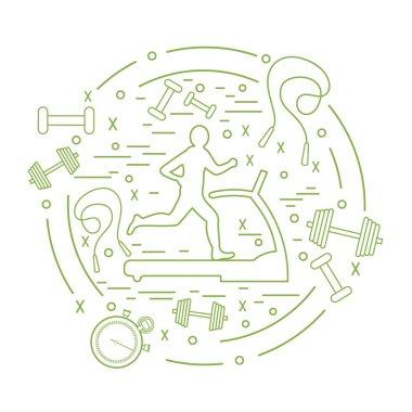 Bir koşu bandı üzerinde koşu adamın illüstrasyon vektör ve farklı