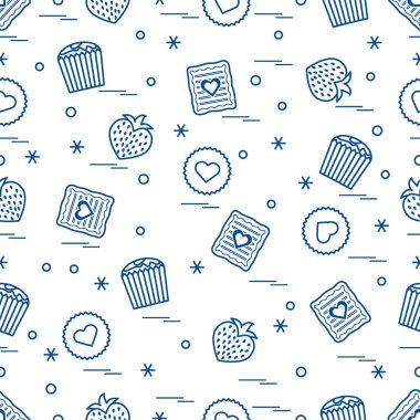 Şirin seamless modeli farklı romantik tatlılar. Aşk conce