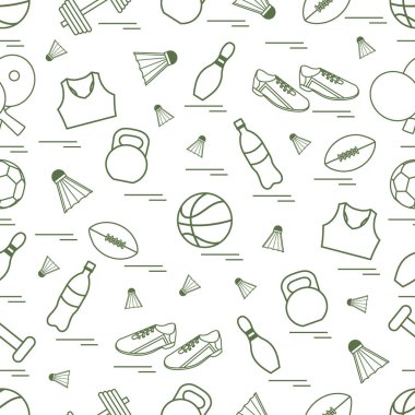 Spor konulu seamless modeli. Vektör çizim spor