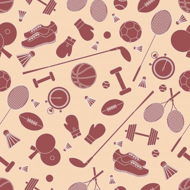 Spor konulu seamless modeli. Vektör çizim spor